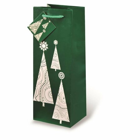 WRAP-ART Contemporary Christmas Tree Printed paper Bag with Plastic Rope Handle 17501